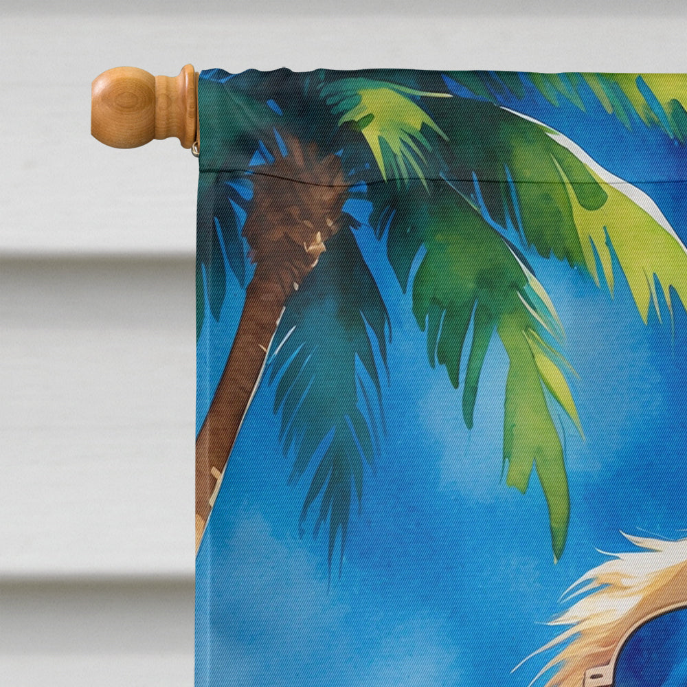 Golden Retriever Summer Beach Time House Flag 28x40 Porch Sleeve Pole Decorative Outside Yard Banner Artwork Wall Hanging, Polyester