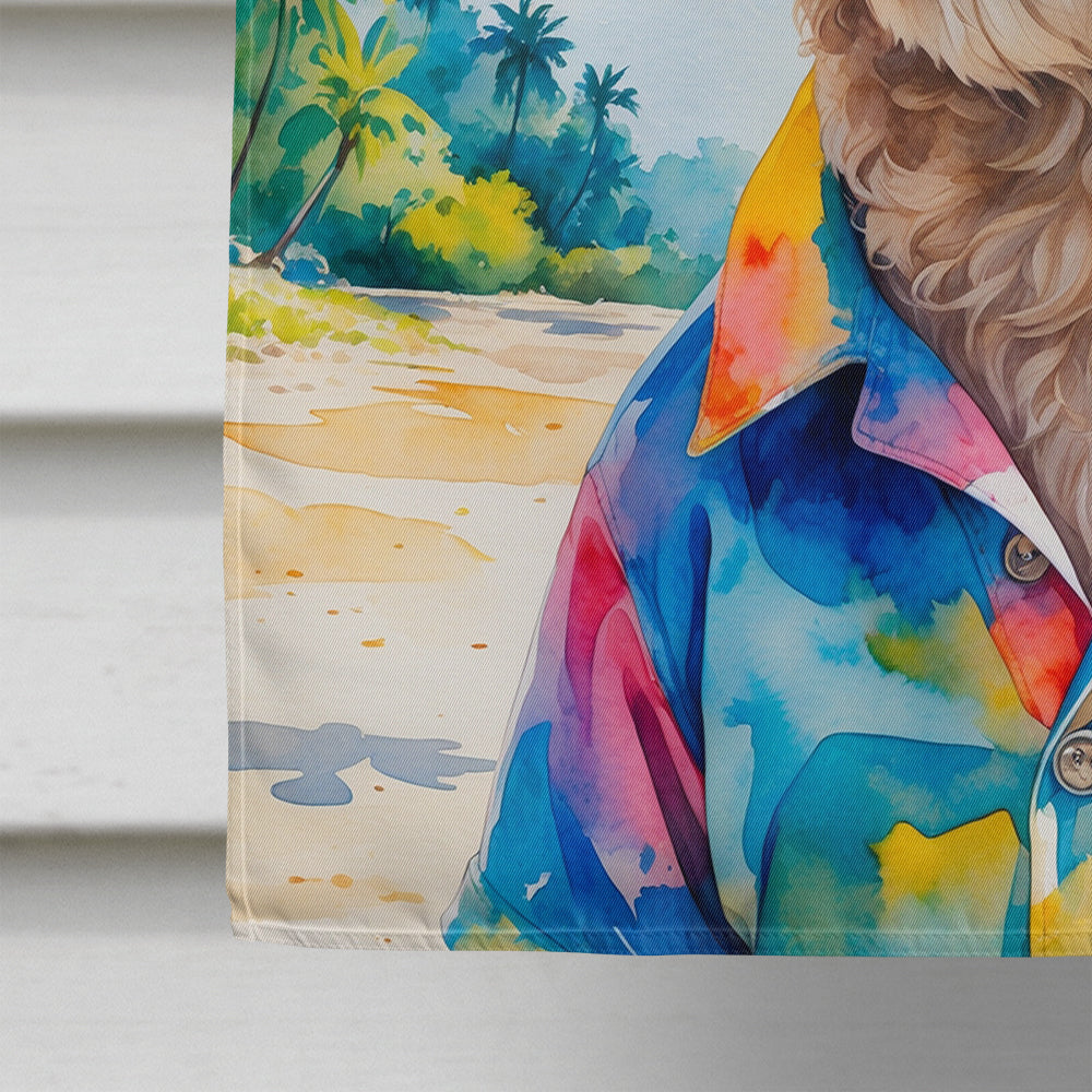 GoldendoodleSummer Beach Time House Flag 28x40 Porch Sleeve Pole Decorative Outside Yard Banner Artwork Wall Hanging, Polyester