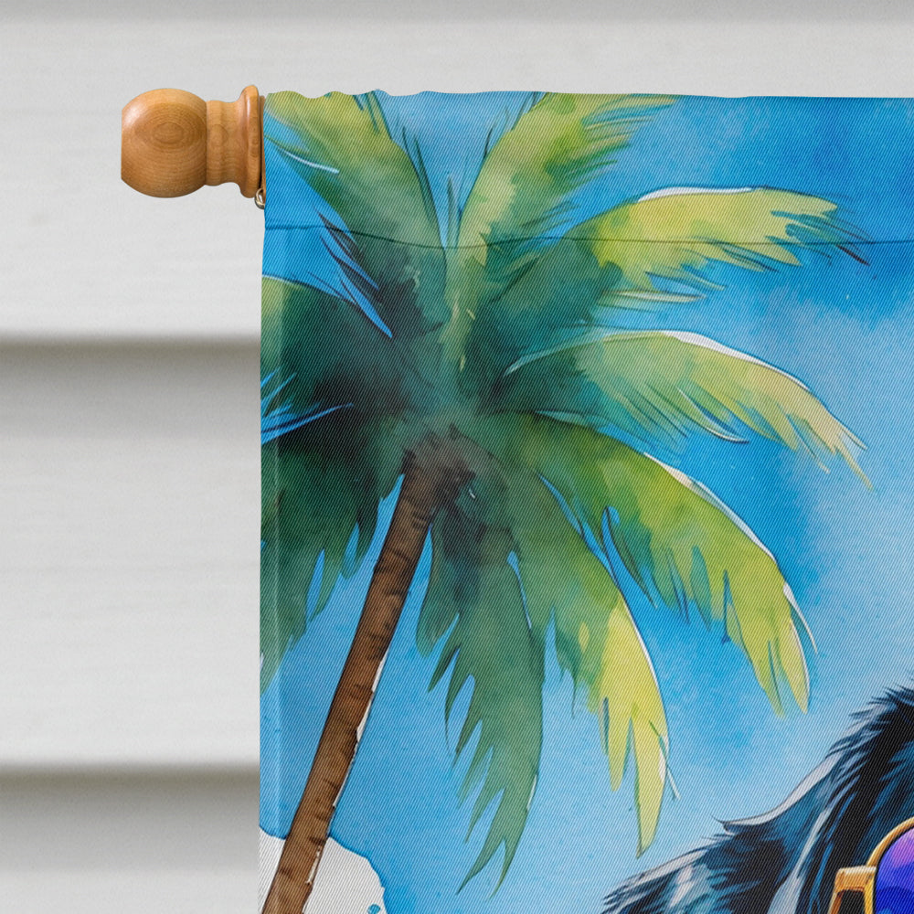 Black Labrador Retriever Summer Beach Time House Flag 28x40 Porch Sleeve Pole Decorative Outside Yard Banner Artwork Wall Hanging, Polyester