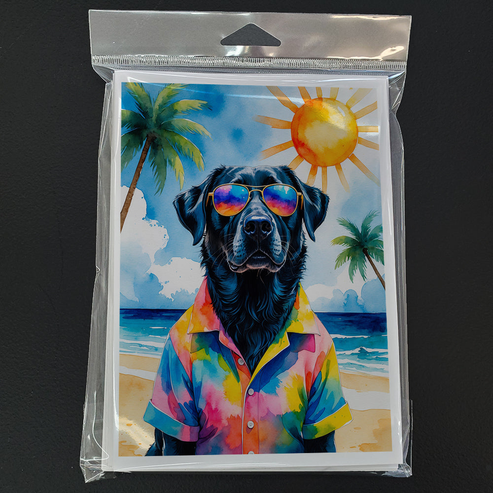 Black Labrador Retriever Summer Beach Time Greeting Cards Pack of 8 Blank Cards with Envelopes Whimsical A7 Size 5x7