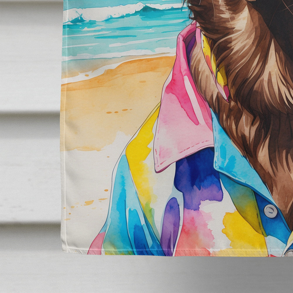 Chocolate Labrador Retriever Summer Beach Time House Flag 28x40 Porch Sleeve Pole Decorative Outside Yard Banner Artwork Wall Hanging, Polyester