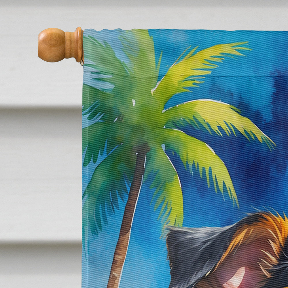 Miniature Pinscher Summer Beach Time House Flag 28x40 Porch Sleeve Pole Decorative Outside Yard Banner Artwork Wall Hanging, Polyester