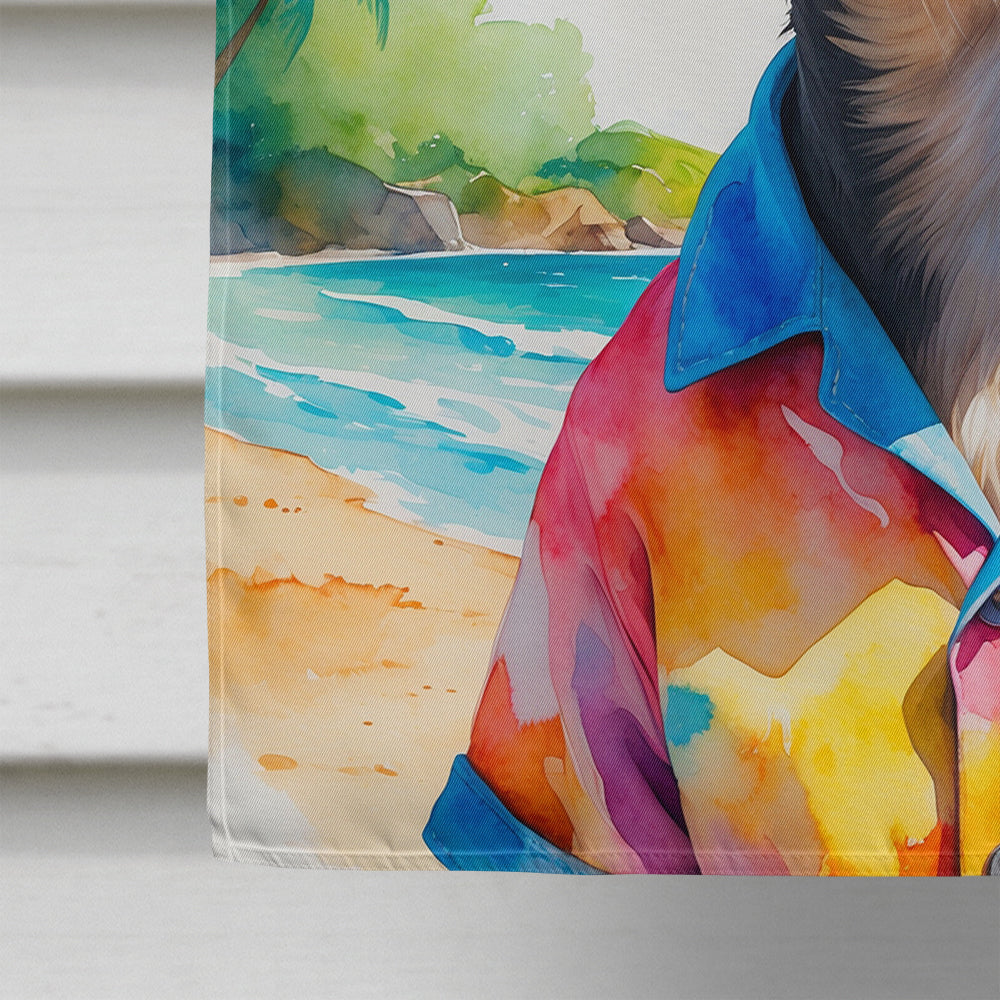 Miniature Pinscher Summer Beach Time House Flag 28x40 Porch Sleeve Pole Decorative Outside Yard Banner Artwork Wall Hanging, Polyester