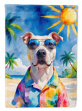 Pit Bull Terrier Summer Beach Time House Flag 28x40 Porch Sleeve Pole Decorative Outside Yard Banner Artwork Wall Hanging, Polyester