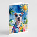 Pit Bull Terrier Summer Beach Time Greeting Cards Pack of 8 Blank Cards with Envelopes Whimsical A7 Size 5x7