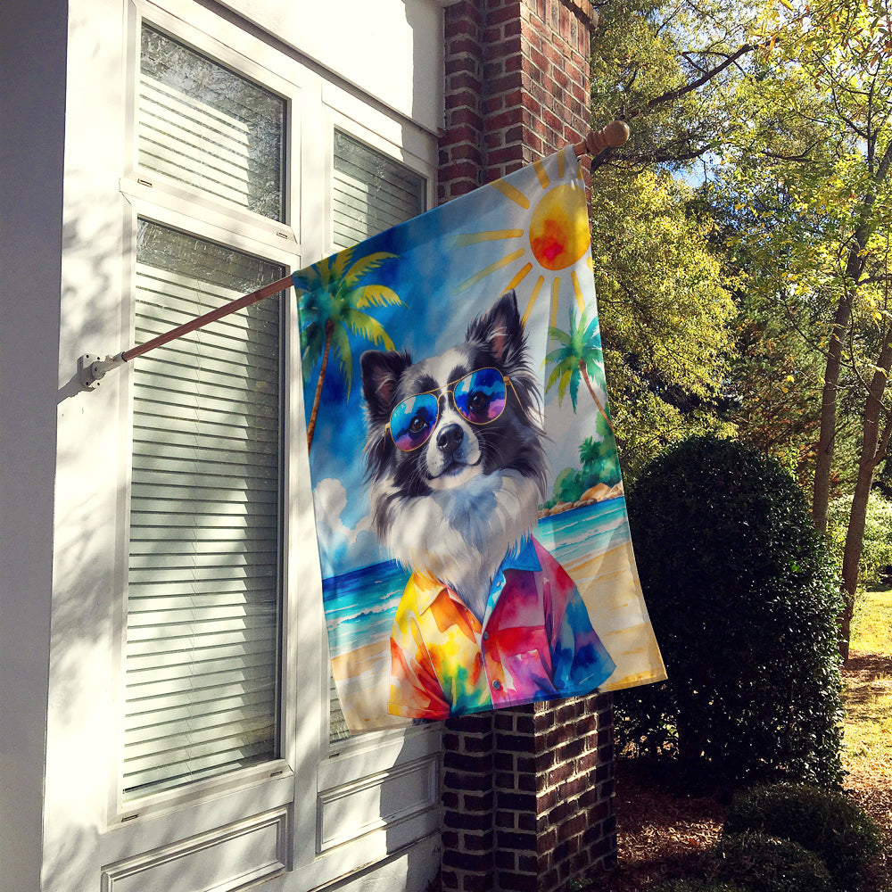 Pomeranian Summer Beach Time House Flag 28x40 Porch Sleeve Pole Decorative Outside Yard Banner Artwork Wall Hanging, Polyester