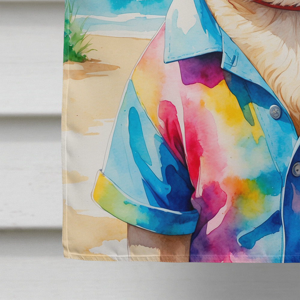 Pug Summer Beach Time House Flag 28x40 Porch Sleeve Pole Decorative Outside Yard Banner Artwork Wall Hanging, Polyester