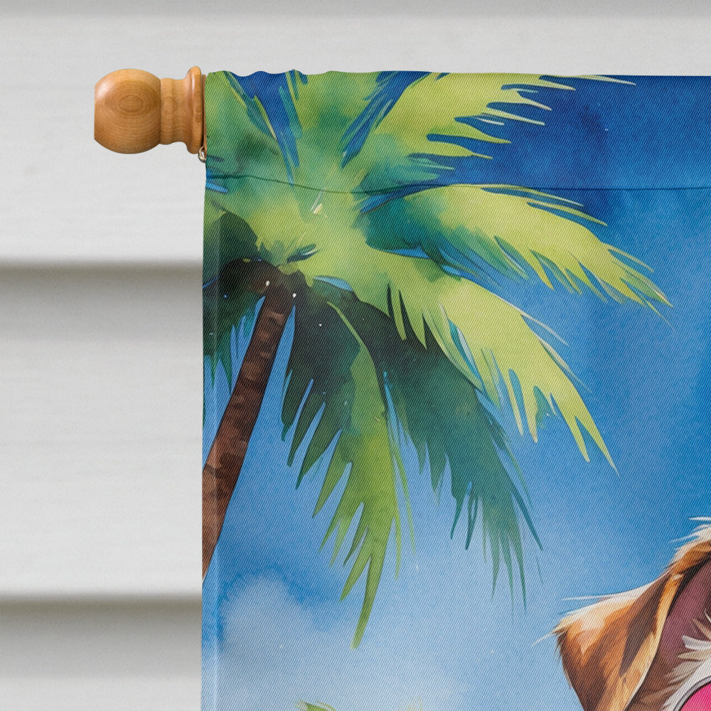 Shar Pei Summer Beach Time House Flag 28x40 Porch Sleeve Pole Decorative Outside Yard Banner Artwork Wall Hanging, Polyester
