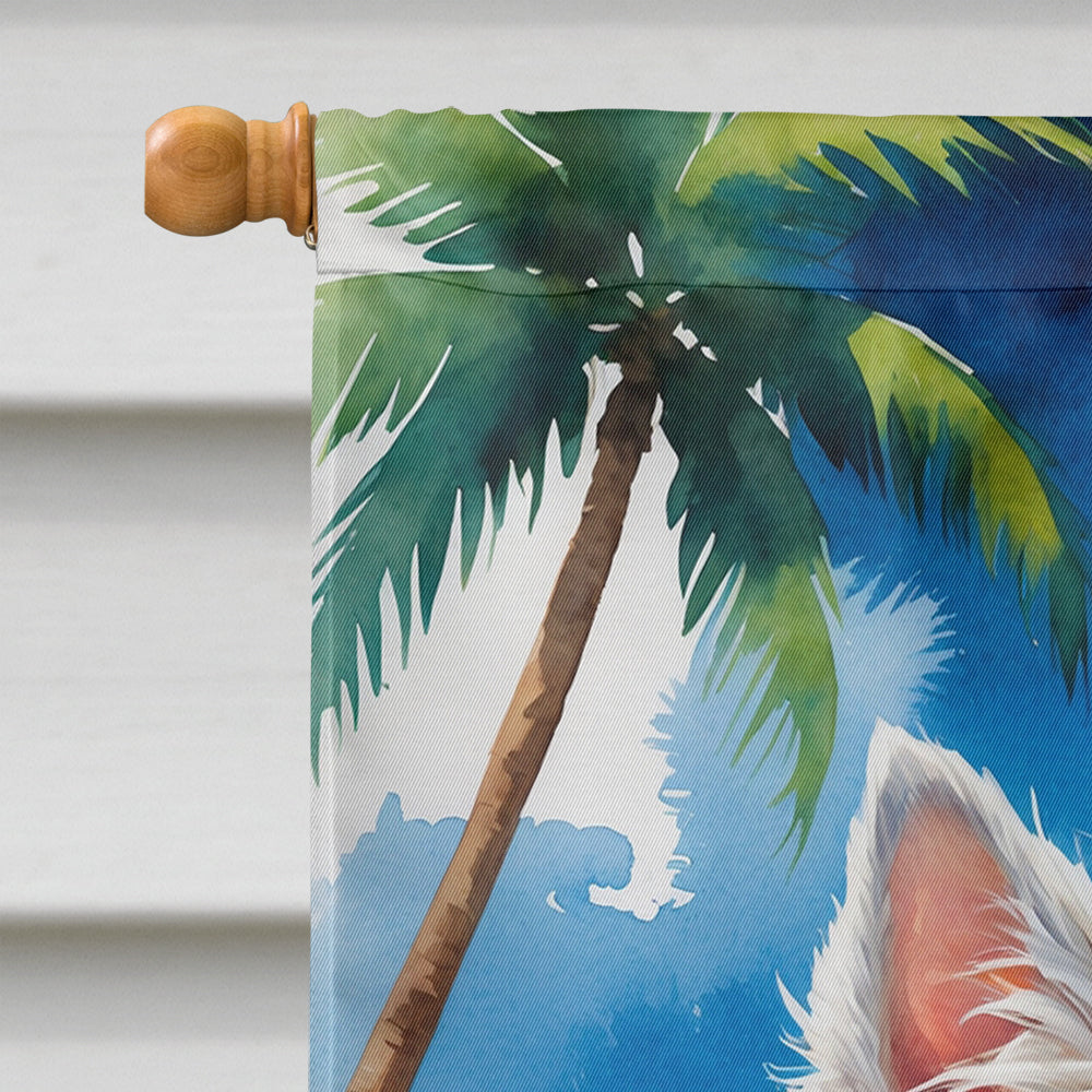 Westie Summer Beach Time House Flag 28x40 Porch Sleeve Pole Decorative Outside Yard Banner Artwork Wall Hanging, Polyester