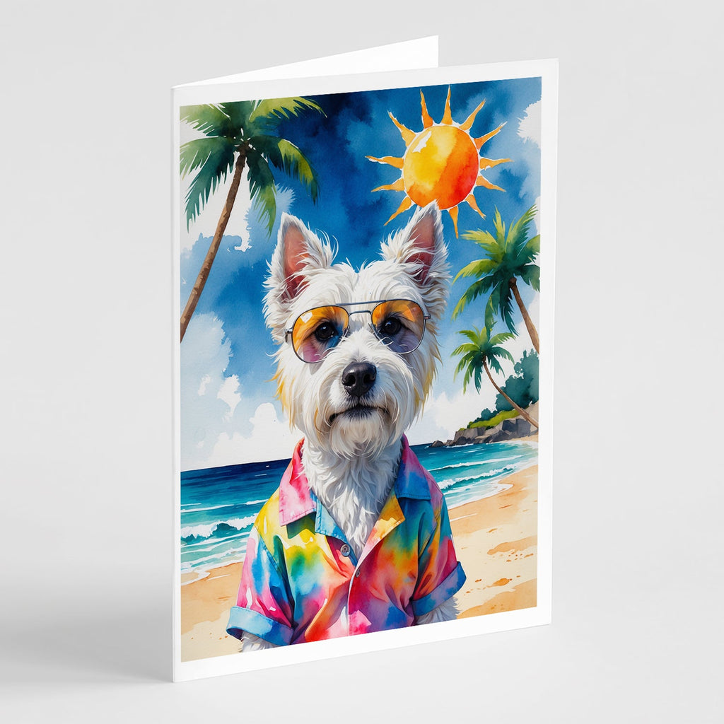 Westie Summer Beach Time Greeting Cards Pack of 8 Blank Cards with Envelopes Whimsical A7 Size 5x7