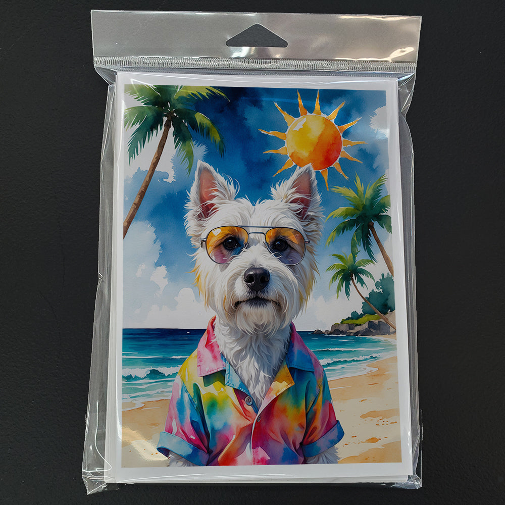 Westie Summer Beach Time Greeting Cards Pack of 8 Blank Cards with Envelopes Whimsical A7 Size 5x7