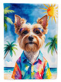 Yorkshire Terrier Summer Beach Time House Flag 28x40 Porch Sleeve Pole Decorative Outside Yard Banner Artwork Wall Hanging, Polyester
