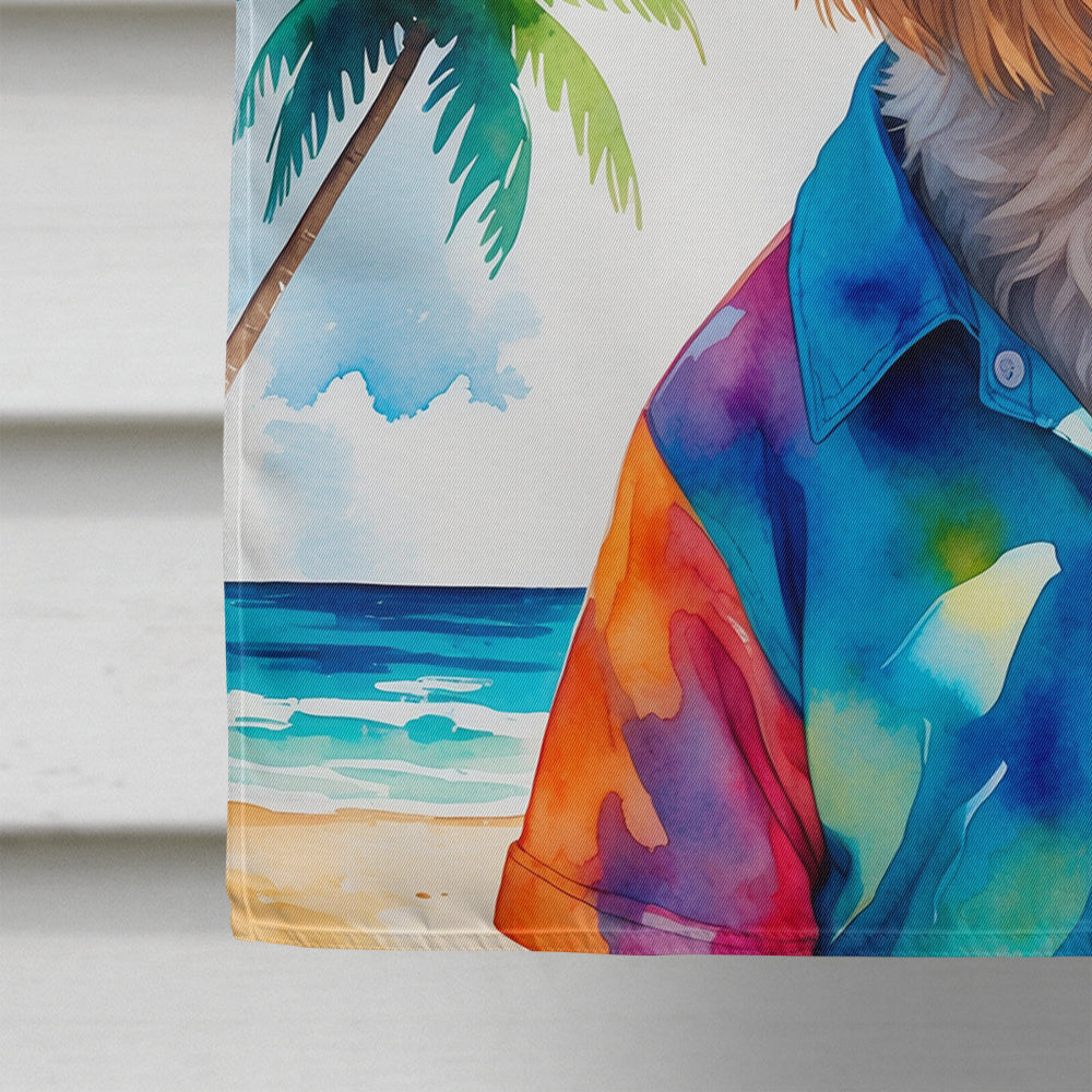 Yorkshire Terrier Summer Beach Time House Flag 28x40 Porch Sleeve Pole Decorative Outside Yard Banner Artwork Wall Hanging, Polyester