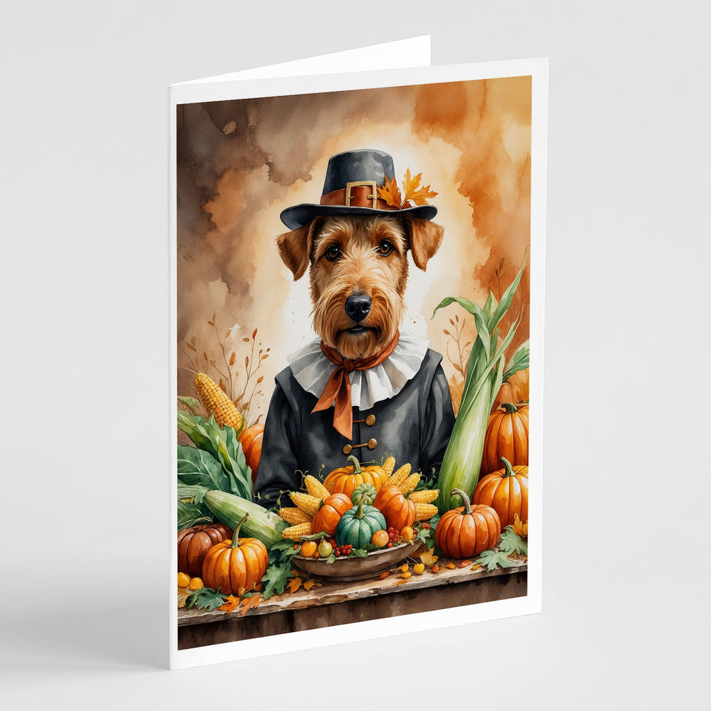 Airedale Terrier Thanksgiving Greeting Cards Pack of 8 Blank Cards with Envelopes Whimsical A7 Size 5x7
