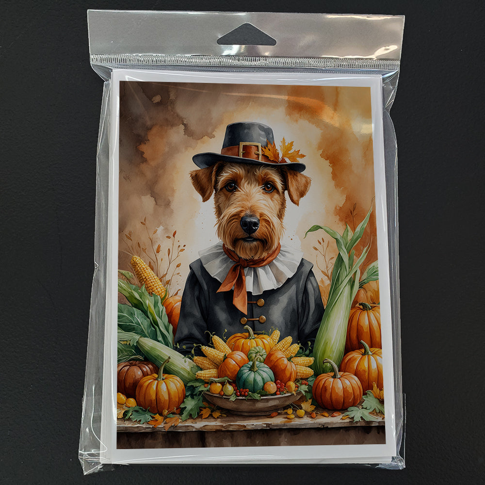 Airedale Terrier Thanksgiving Greeting Cards Pack of 8 Blank Cards with Envelopes Whimsical A7 Size 5x7