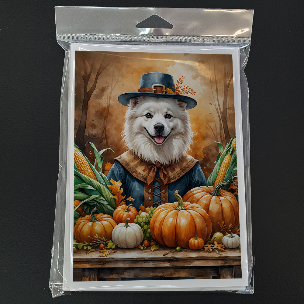 American Eskimo Thanksgiving Greeting Cards Pack of 8 Blank Cards with Envelopes Whimsical A7 Size 5x7