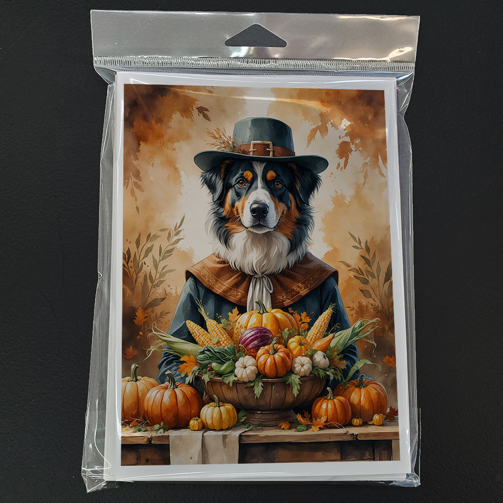 Australian Shepherd Thanksgiving Greeting Cards Pack of 8 Blank Cards with Envelopes Whimsical A7 Size 5x7