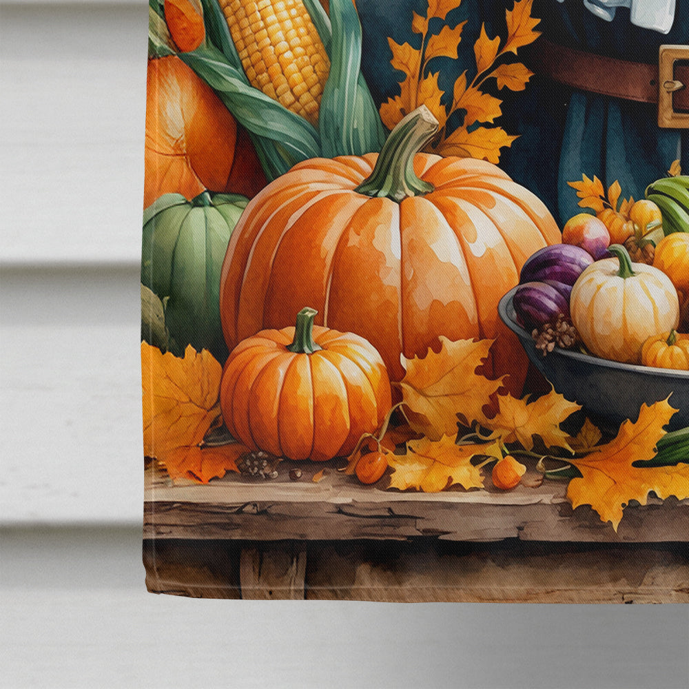 Basset Hound Thanksgiving House Flag 28x40 Porch Sleeve Pole Decorative Outside Yard Banner Artwork Wall Hanging, Polyester