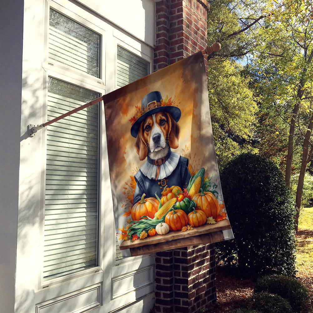 Beagle Thanksgiving House Flag 28x40 Porch Sleeve Pole Decorative Outside Yard Banner Artwork Wall Hanging, Polyester