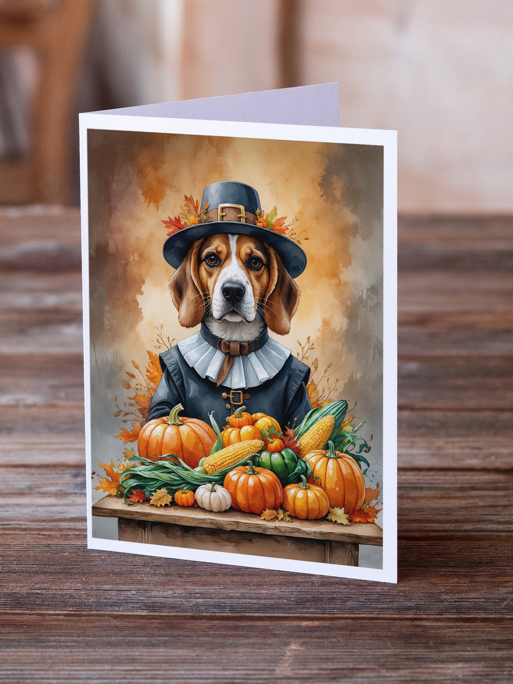 Beagle Thanksgiving Greeting Cards Pack of 8 Blank Cards with Envelopes Whimsical A7 Size 5x7