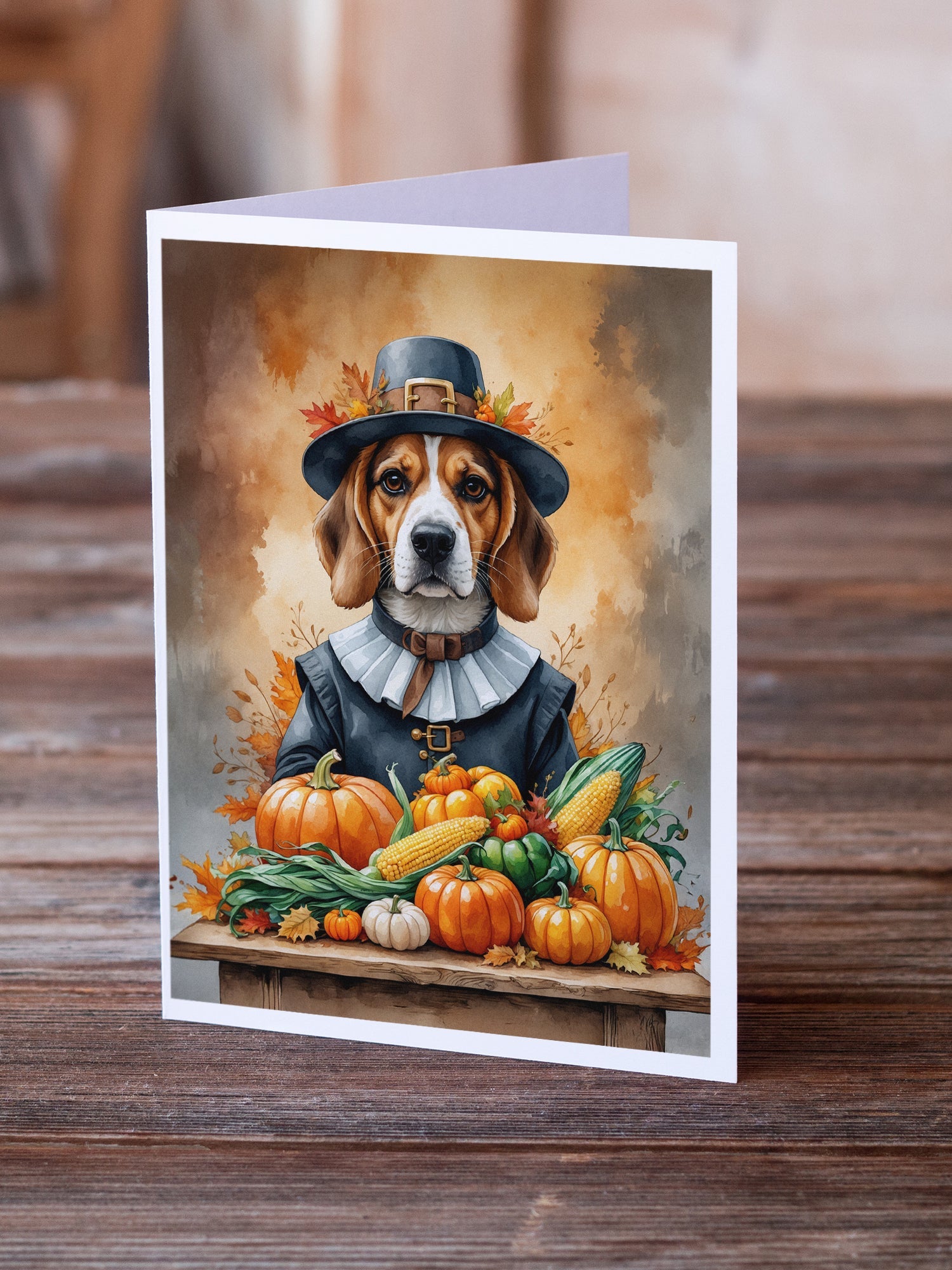 Beagle Thanksgiving Greeting Cards Pack of 8 Blank Cards with Envelopes Whimsical A7 Size 5x7