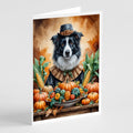 Border Collie Thanksgiving Greeting Cards Pack of 8 Blank Cards with Envelopes Whimsical A7 Size 5x7