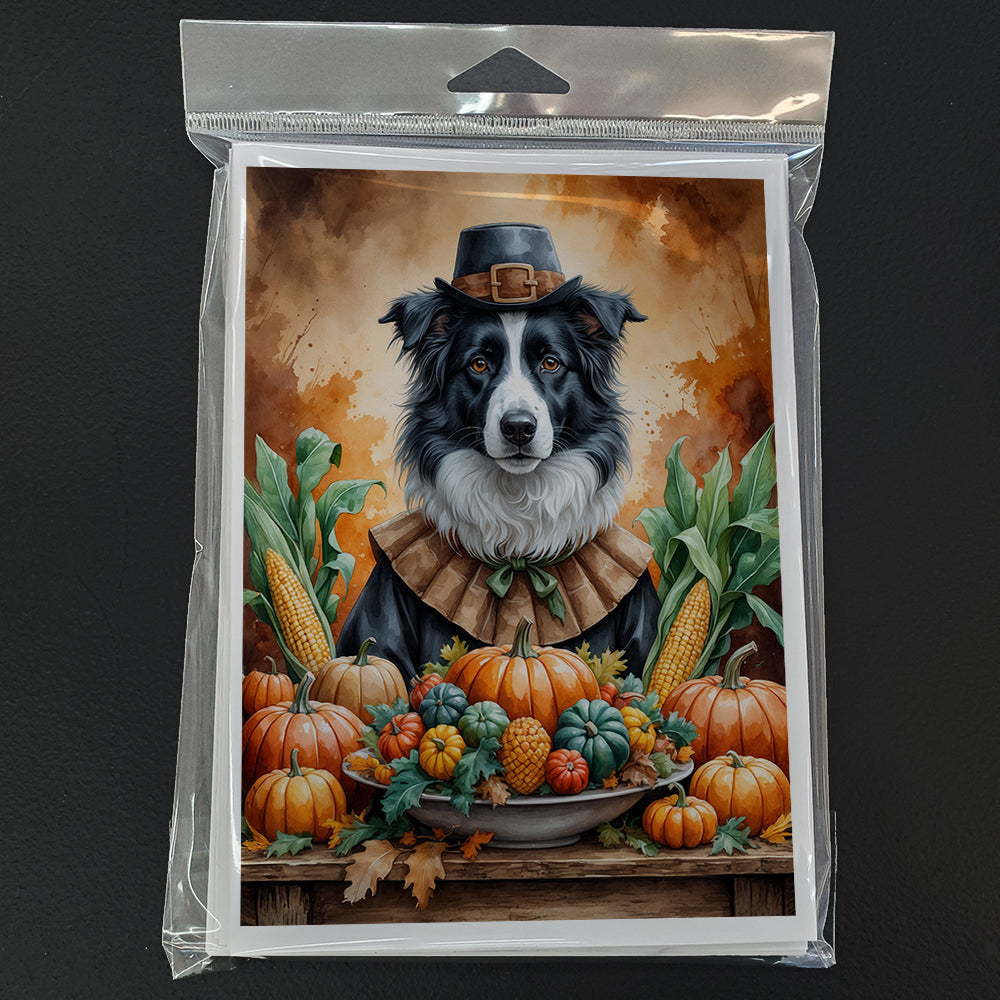 Border Collie Thanksgiving Greeting Cards Pack of 8 Blank Cards with Envelopes Whimsical A7 Size 5x7