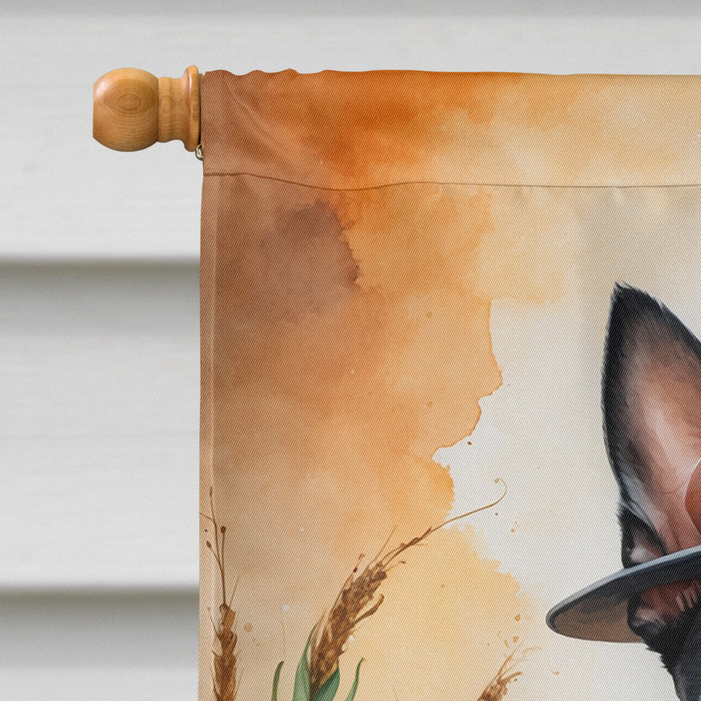 Boston Terrier Thanksgiving House Flag 28x40 Porch Sleeve Pole Decorative Outside Yard Banner Artwork Wall Hanging, Polyester