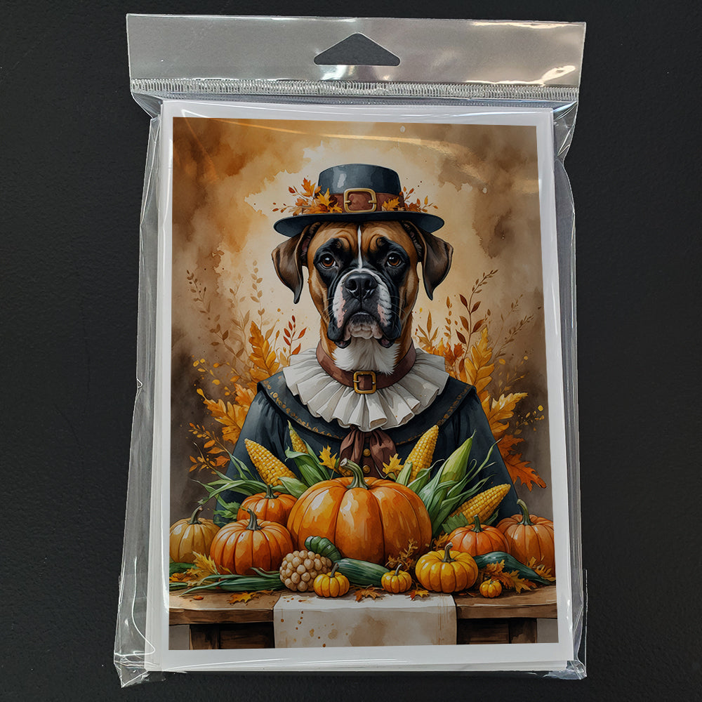 Boxer Thanksgiving Greeting Cards Pack of 8 Blank Cards with Envelopes Whimsical A7 Size 5x7