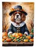 Cavalier Spaniel Thanksgiving House Flag 28x40 Porch Sleeve Pole Decorative Outside Yard Banner Artwork Wall Hanging, Polyester