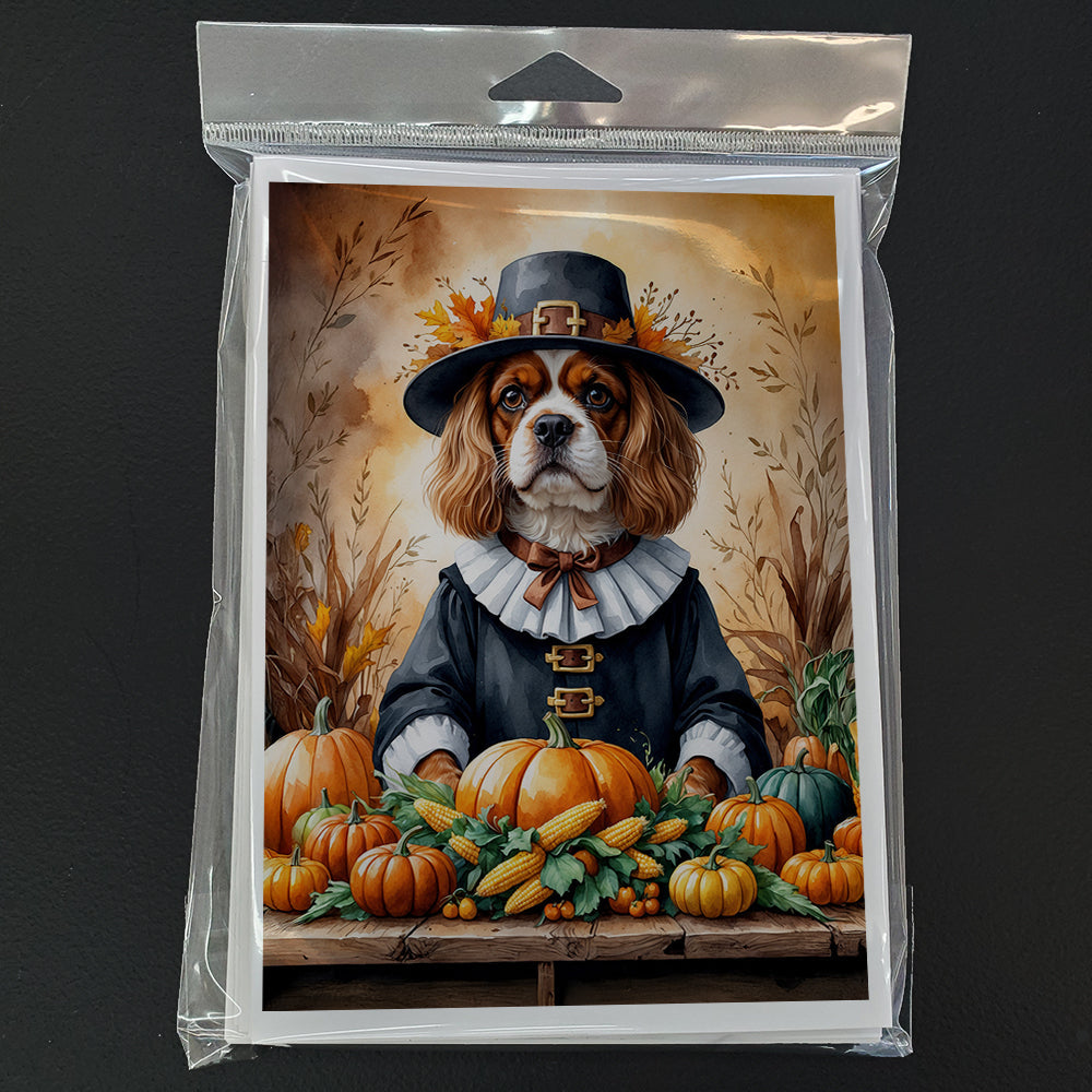 Cavalier Spaniel Thanksgiving Greeting Cards Pack of 8 Blank Cards with Envelopes Whimsical A7 Size 5x7