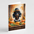 Dachshund Thanksgiving Greeting Cards Pack of 8 Blank Cards with Envelopes Whimsical A7 Size 5x7