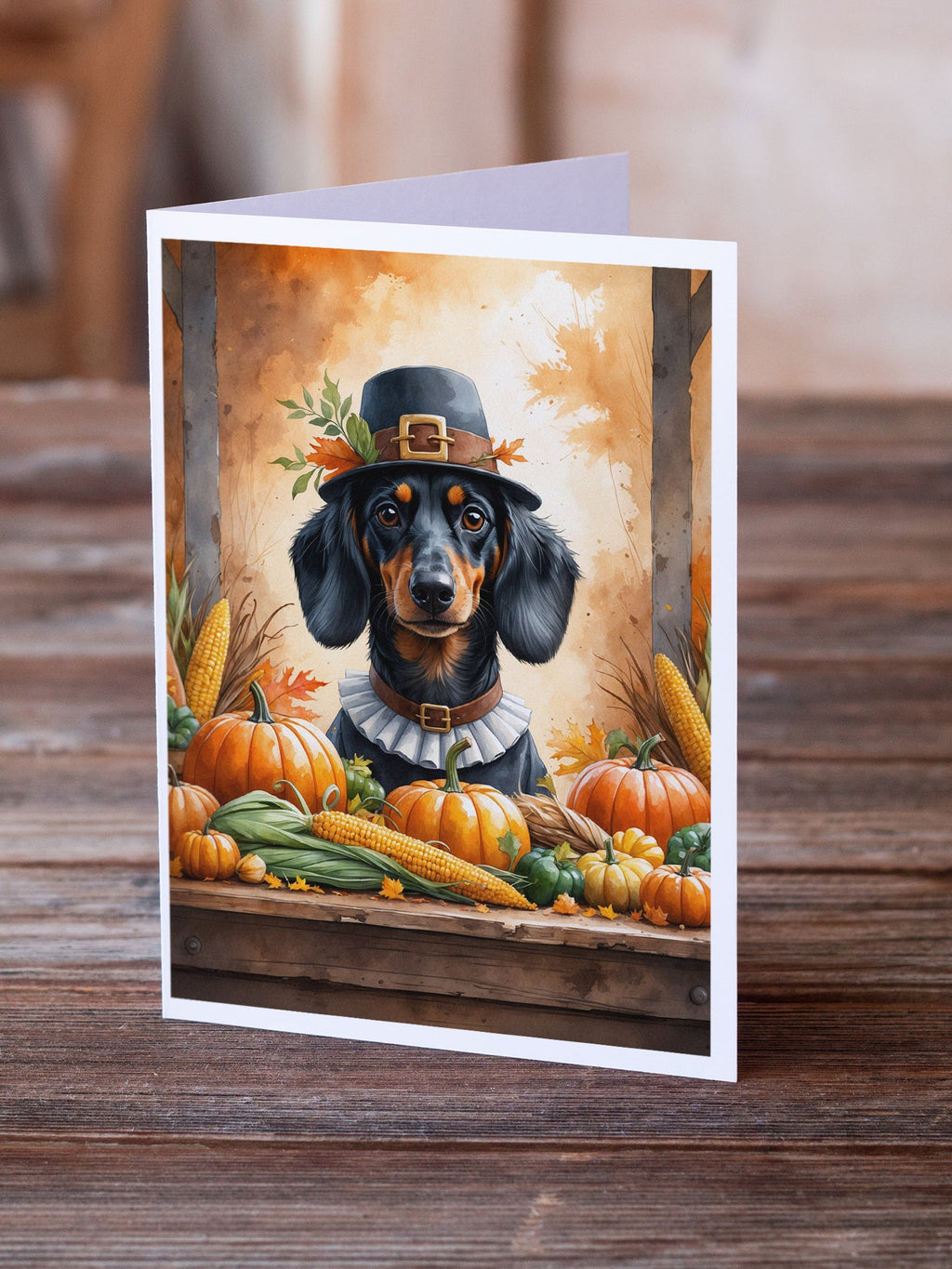 Dachshund Thanksgiving Greeting Cards Pack of 8 Blank Cards with Envelopes Whimsical A7 Size 5x7