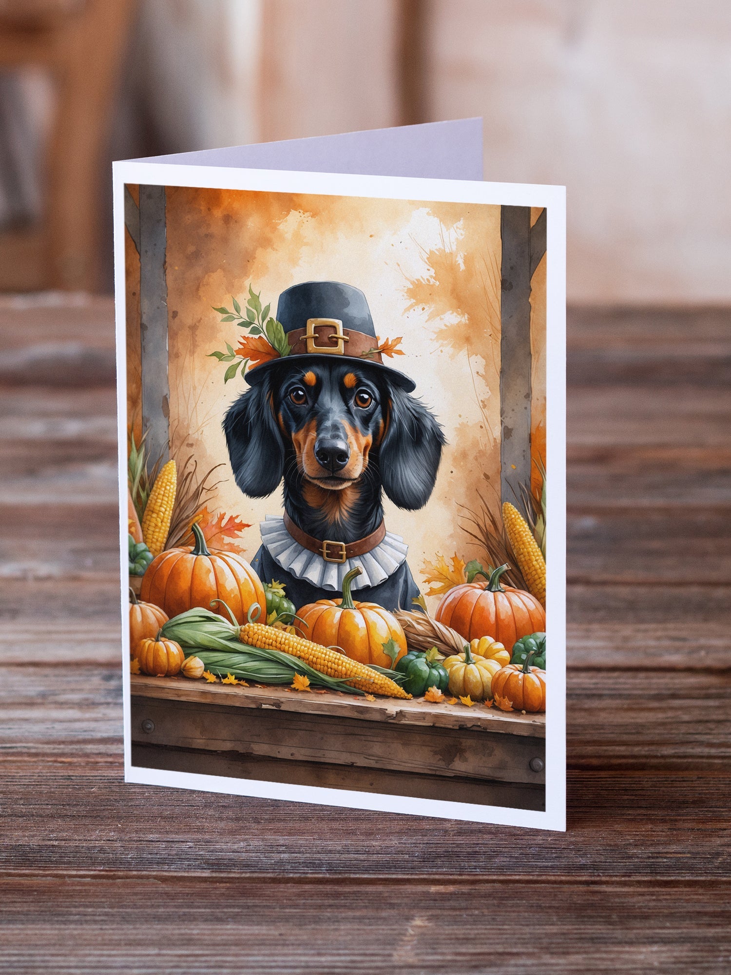 Dachshund Thanksgiving Greeting Cards Pack of 8 Blank Cards with Envelopes Whimsical A7 Size 5x7