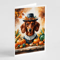 Red Brown Dachshund Thanksgiving Greeting Cards Pack of 8 Blank Cards with Envelopes Whimsical A7 Size 5x7