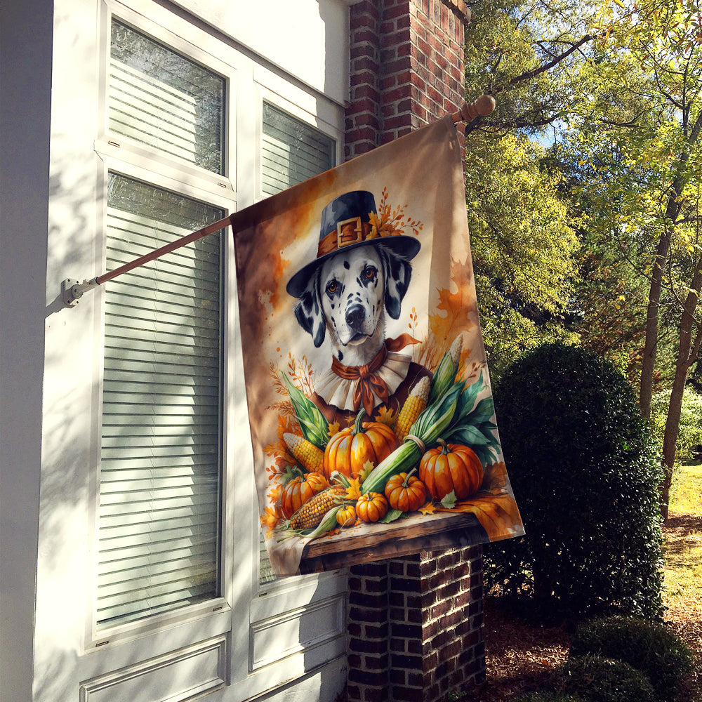 Dalmatian Thanksgiving House Flag 28x40 Porch Sleeve Pole Decorative Outside Yard Banner Artwork Wall Hanging, Polyester