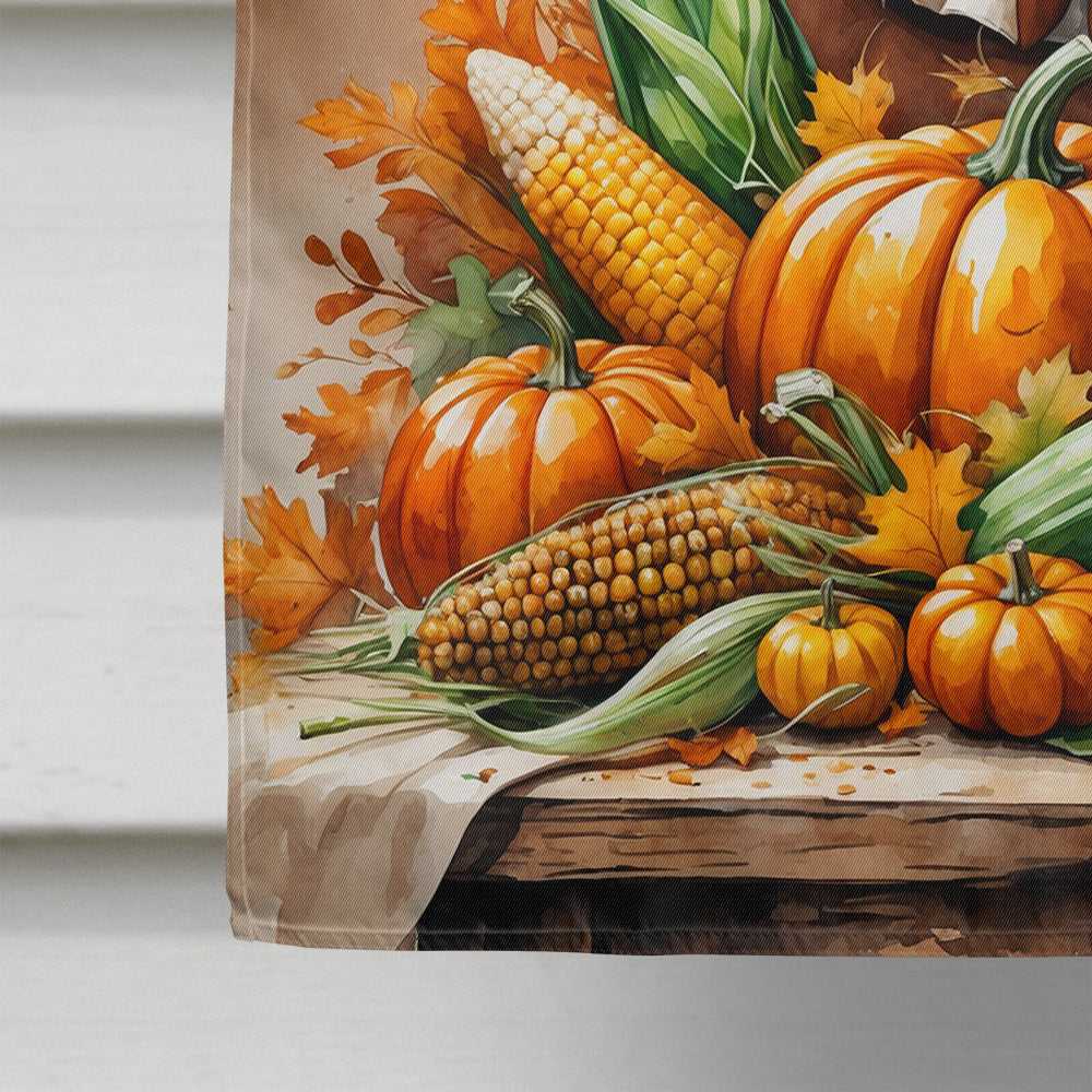 Dalmatian Thanksgiving House Flag 28x40 Porch Sleeve Pole Decorative Outside Yard Banner Artwork Wall Hanging, Polyester