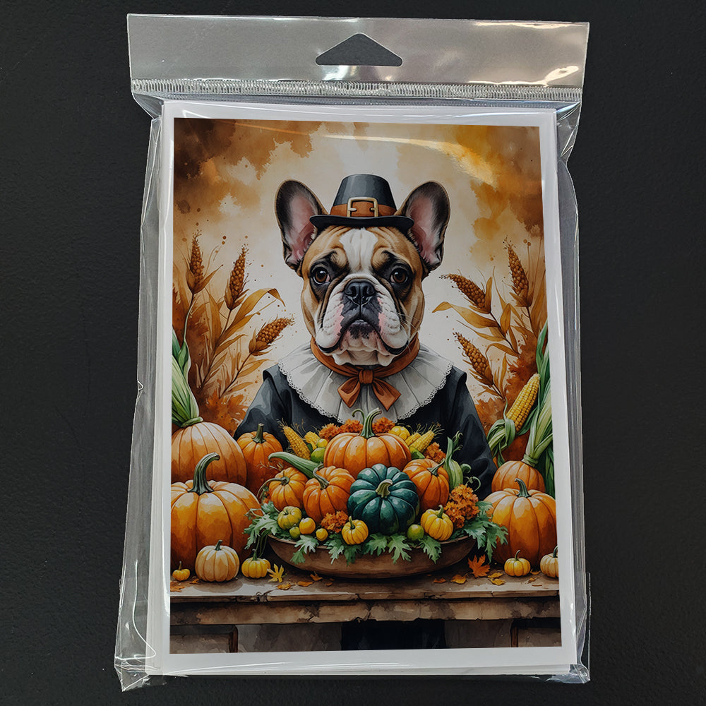 French Bulldog Thanksgiving Greeting Cards Pack of 8 Blank Cards with Envelopes Whimsical A7 Size 5x7