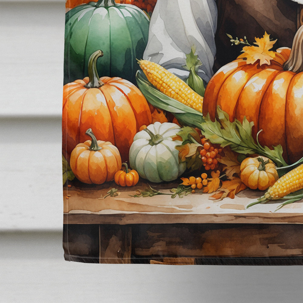 German Shepherd Thanksgiving House Flag 28x40 Porch Sleeve Pole Decorative Outside Yard Banner Artwork Wall Hanging, Polyester