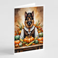 German Shepherd Thanksgiving Greeting Cards Pack of 8 Blank Cards with Envelopes Whimsical A7 Size 5x7