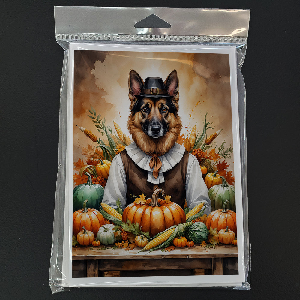 German Shepherd Thanksgiving Greeting Cards Pack of 8 Blank Cards with Envelopes Whimsical A7 Size 5x7