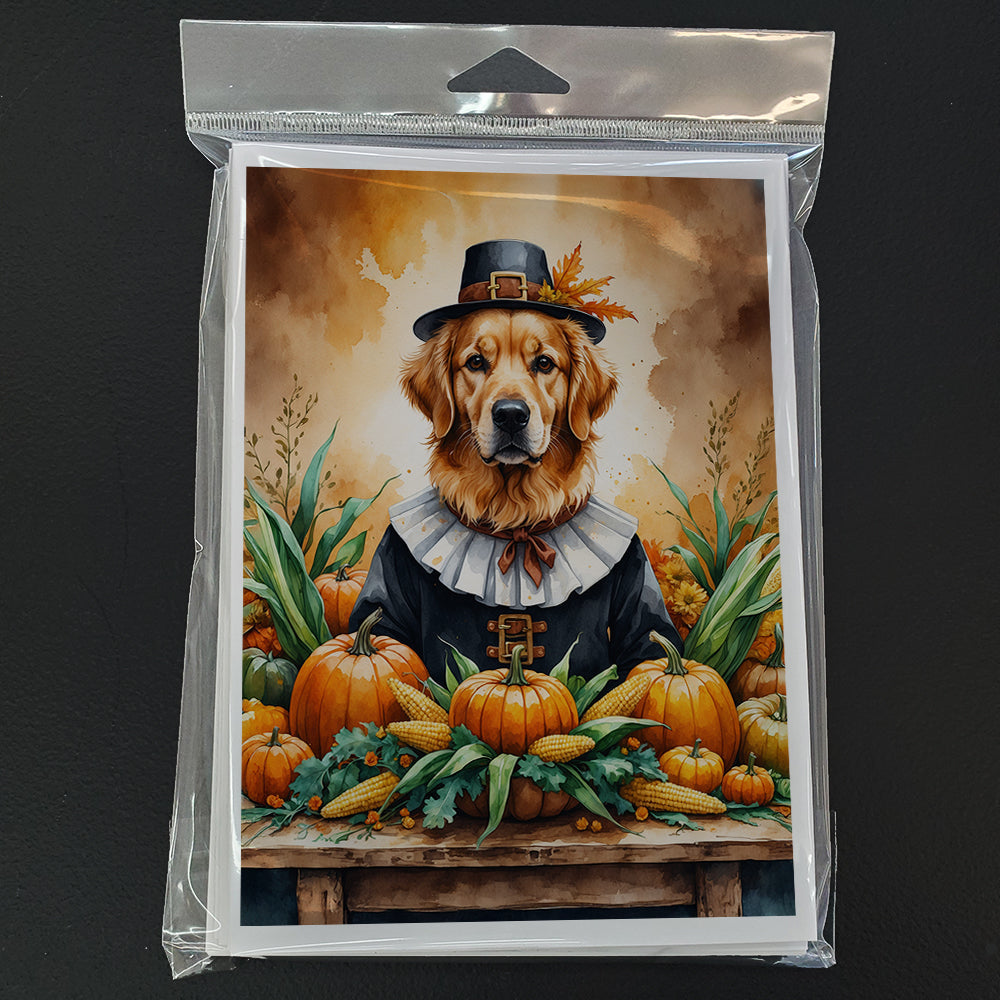 Golden Retriever Thanksgiving Greeting Cards Pack of 8 Blank Cards with Envelopes Whimsical A7 Size 5x7