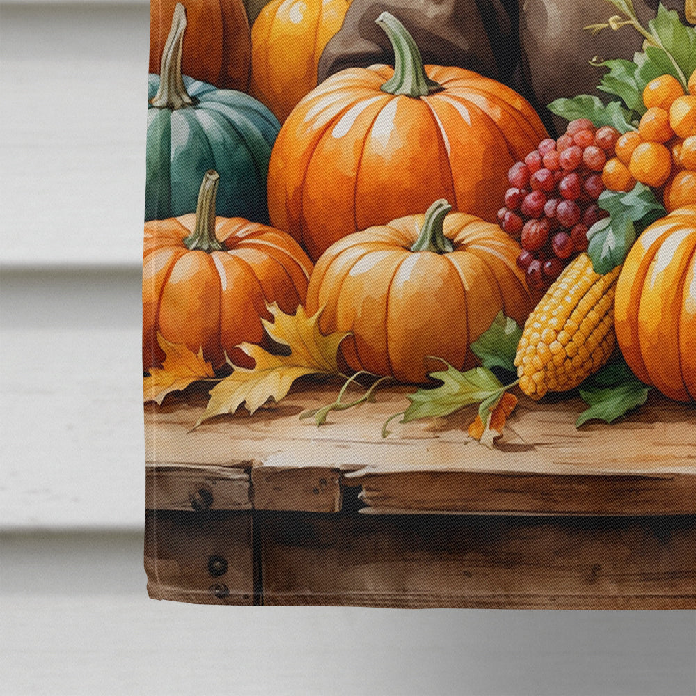 Goldendoodle Thanksgiving House Flag 28x40 Porch Sleeve Pole Decorative Outside Yard Banner Artwork Wall Hanging, Polyester