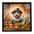 Goldendoodle Thanksgiving Framed Metal Print Bathroom, Kitchen, Office, Home Decor Wall Art Ready to Hang, Square, 8X8