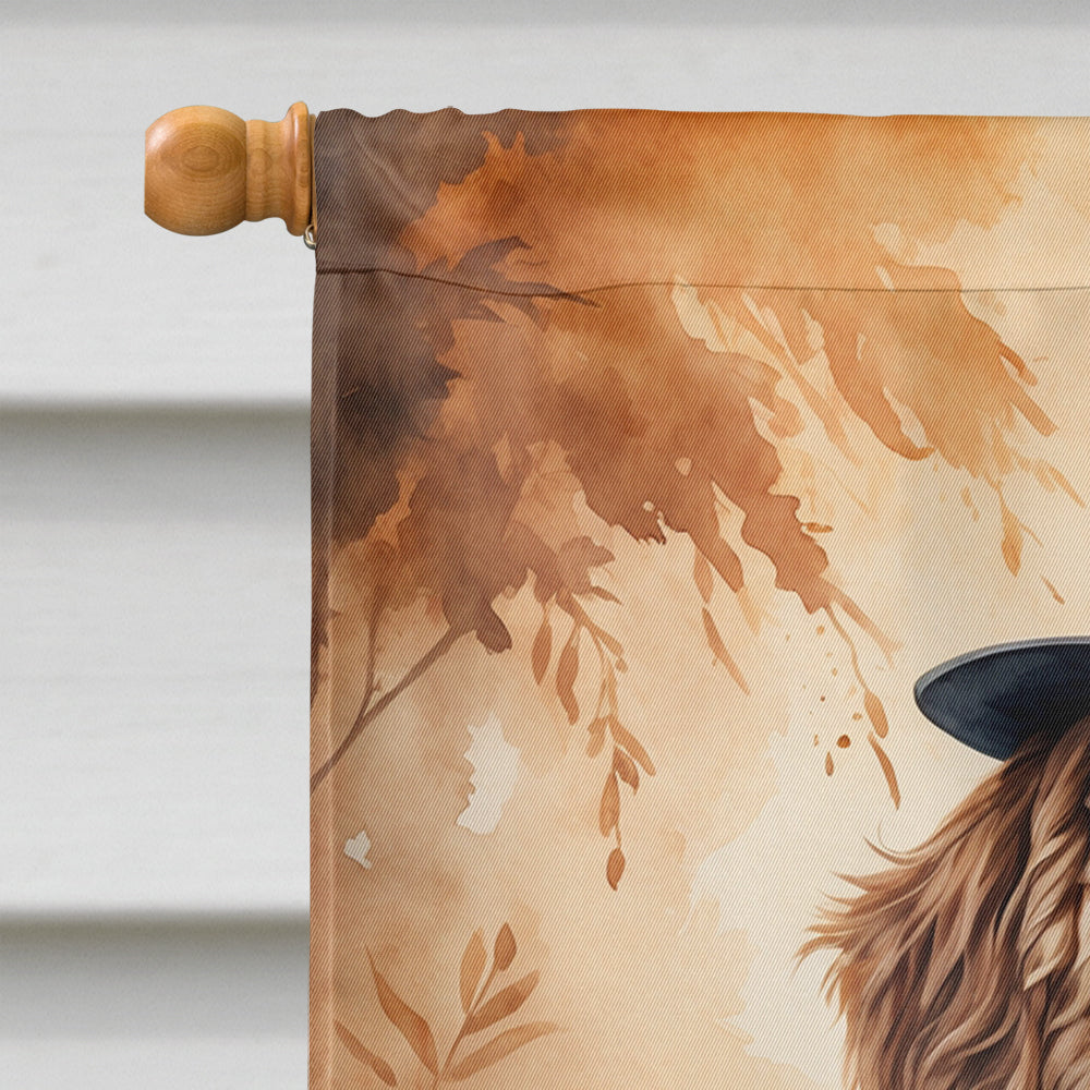 Chocolate Labradoodle Thanksgiving House Flag 28x40 Porch Sleeve Pole Decorative Outside Yard Banner Artwork Wall Hanging, Polyester
