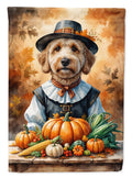 Labradoodle Thanksgiving House Flag 28x40 Porch Sleeve Pole Decorative Outside Yard Banner Artwork Wall Hanging, Polyester