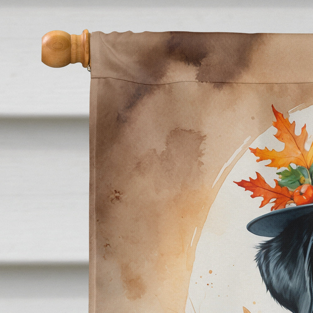 Black Labrador Retriever Thanksgiving House Flag 28x40 Porch Sleeve Pole Decorative Outside Yard Banner Artwork Wall Hanging, Polyester