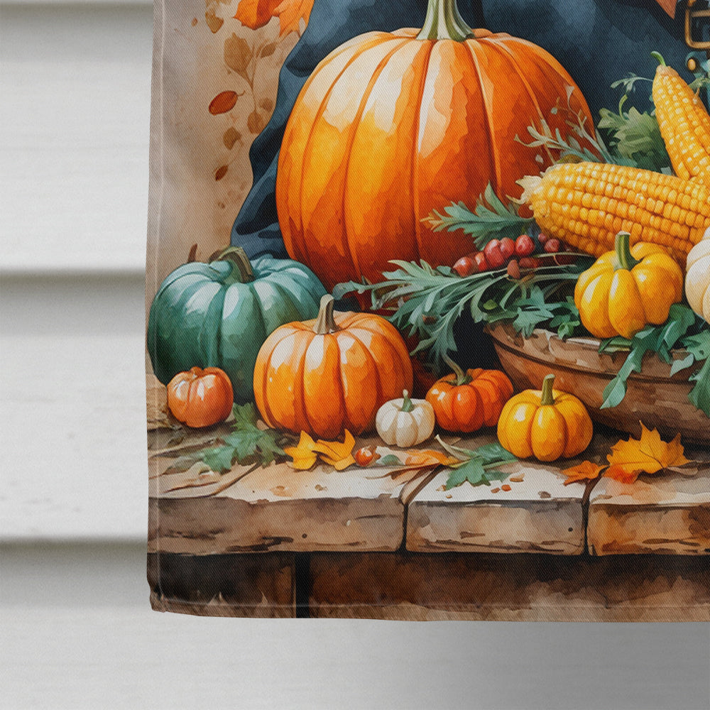 Black Labrador Retriever Thanksgiving House Flag 28x40 Porch Sleeve Pole Decorative Outside Yard Banner Artwork Wall Hanging, Polyester