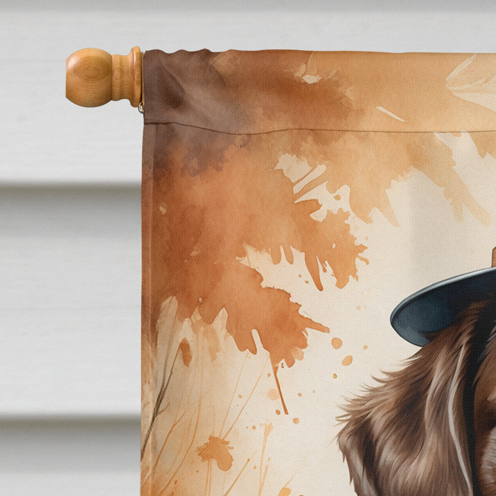 Chocolate Labrador Retriever Thanksgiving House Flag 28x40 Porch Sleeve Pole Decorative Outside Yard Banner Artwork Wall Hanging, Polyester