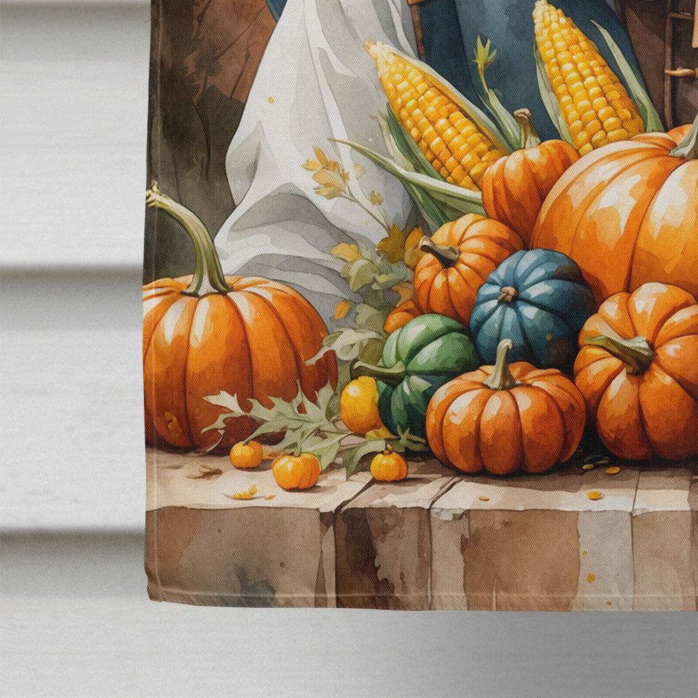 Chocolate Labrador Retriever Thanksgiving House Flag 28x40 Porch Sleeve Pole Decorative Outside Yard Banner Artwork Wall Hanging, Polyester